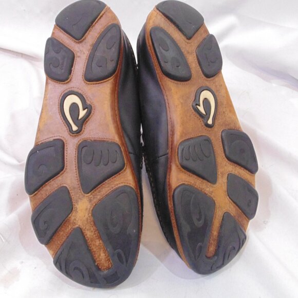Olukai Moloa Slipper Mens 10 1/2 Black Leather Slip On Comfort Shoes Casual main image 7